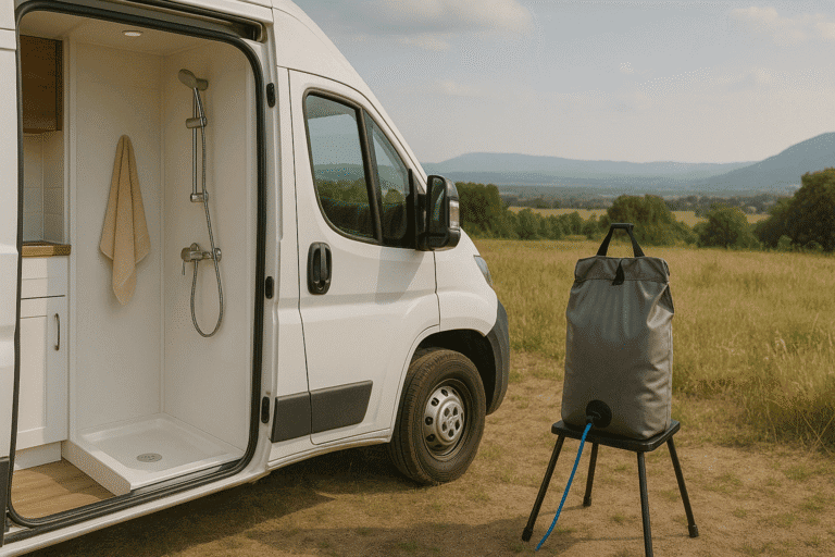 Van Life Shower Setup